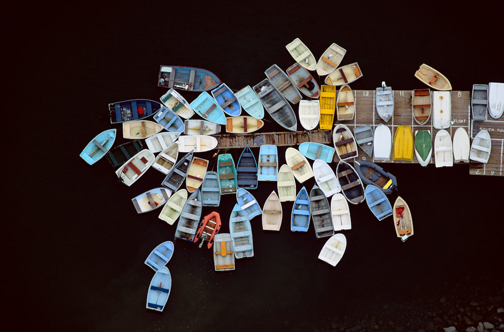Alex MacLean, 'Dinghies Clustered Around Dock', Duxbury, MA, 1993, Lightjet/ chromogenic color print, Various sizes
