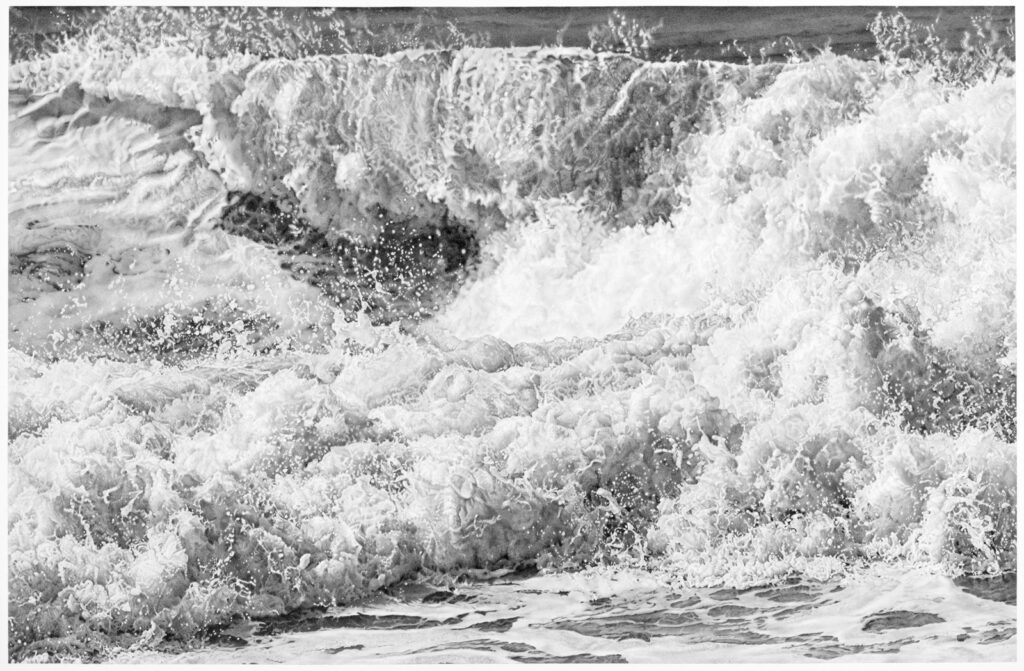 Kay Ruane, Wave #4, 2022, graphite on board, 30 1/2 x 44 1/2 inches