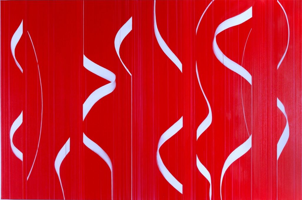 David Moore, Red Compositus II, oil on linen, 40 x 60 inches