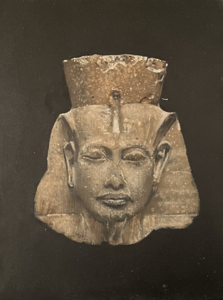 Tutankhamen, 2019, oil on board, 10 x 7 inches