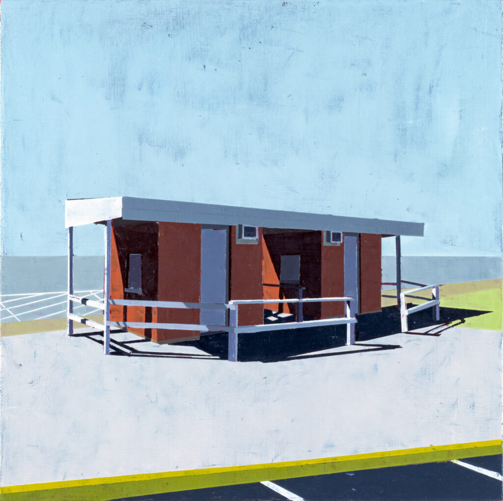 Mark Bradley-Shoup, VFW Fairgrounds Ticket Booth. Scottsboro, oil on canvas, 11.50 x 11.50 inches