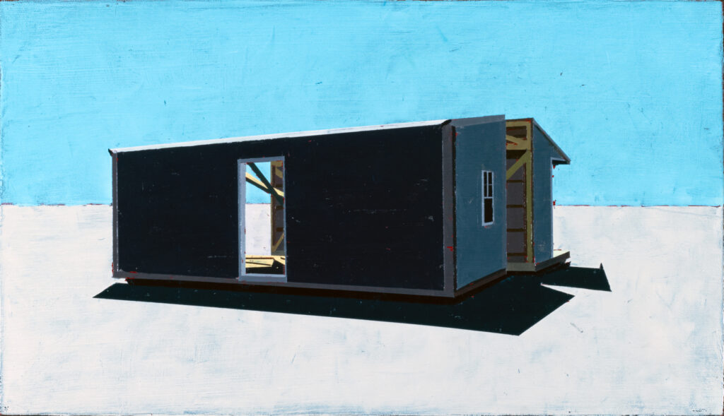 Mark Bradley-Shoup, Gordon Matta-Clark Shed, Lees Station, oil on canvas, 8.50 x 14.75 inches