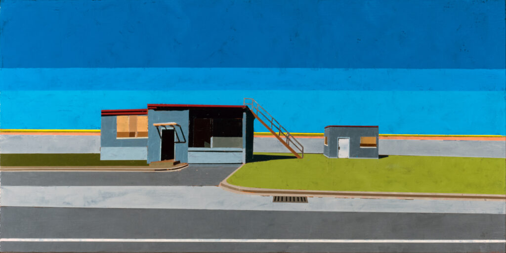 Mark Bradley-Shoup, Fire Training Center, Scottsboro, oil on canvas, 11.75 x 23.75 inches