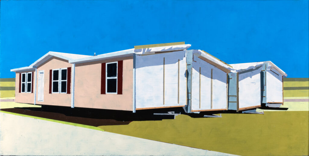 Mark Bradley-Shoup, Gordon Matta-Clark Mobile Home, Hixson, oil on canvas, 11.75 x 23.75 inches