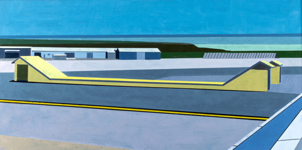 Mark Bradley-Shoup, Tarmac, oil on canvas, 12 x 23.75 inches