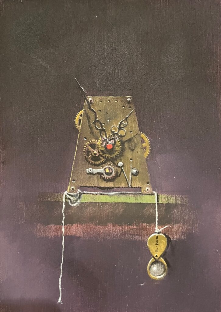 William Ciccariello, Clockworks, 2023, oil on board 9 1/2 x 7 inches