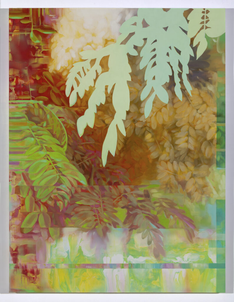 Cristi Rinklin, Tree of Paradise, 2023, oil and acrylic on aluminum, 42 x 32 inches