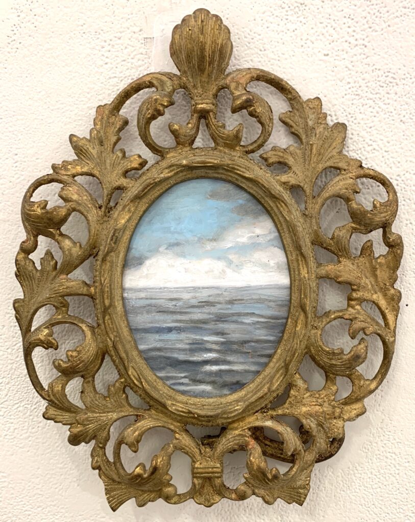 William Pettit, Seascape, oil on linen in bronze frame, 11 x 8 1/2 inches