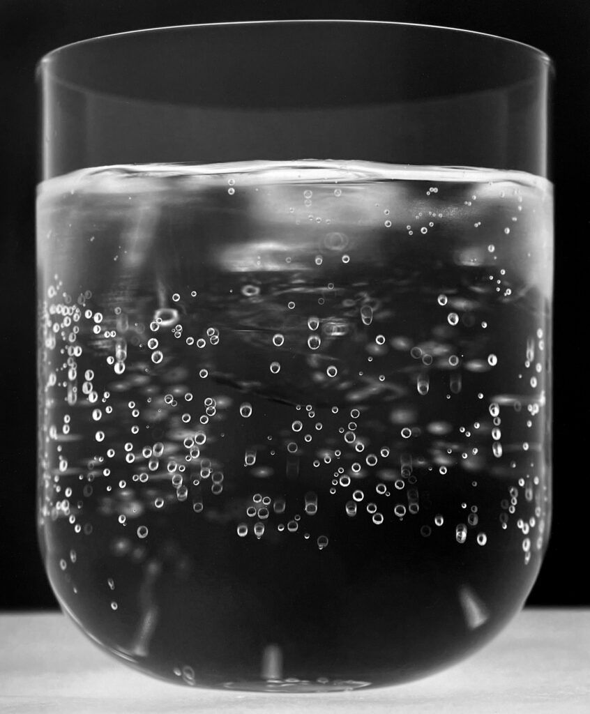 Amanda Means, Water Glass 63, 2023, silver gelatin print, 24 x 20, 34 x 28, 48 x 40 inches mounted