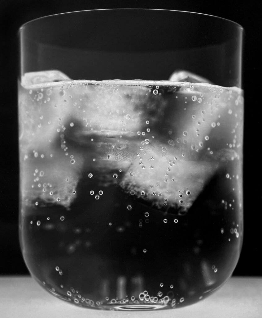 Amanda Means, Water Glass 65, 2023, silver gelatin print, 24 x 20, 34 x 28, 48 x 40 inches mounted to museum board