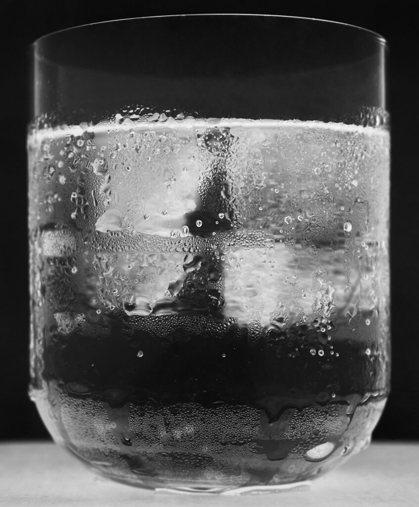 Amanda Means, Water Glass 86, 2023, silver gelatin print, 24 x 20, 34 x 28, 48 x 40 inches mounted to museum board